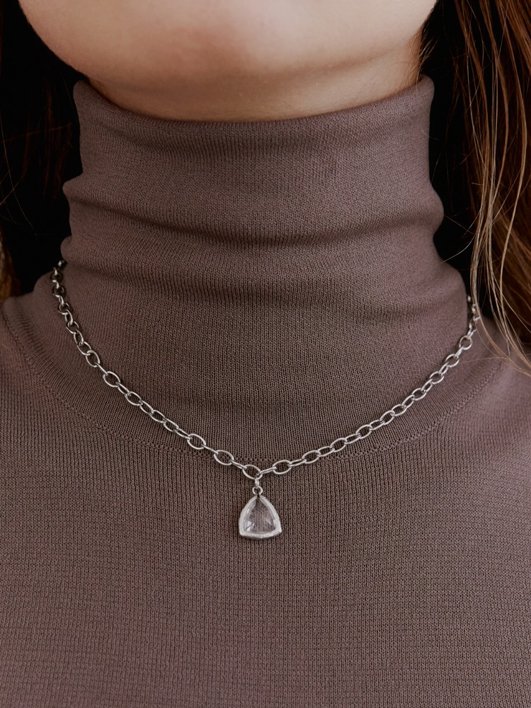 Clear Triangle Charm Necklace