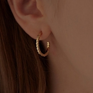 [20K-GOLD] Mini Half-moon Ring Earrings
